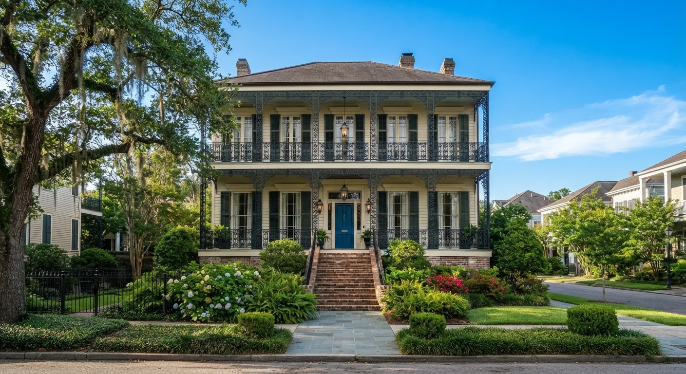 Exterior view of historic New Orleans residential architecture